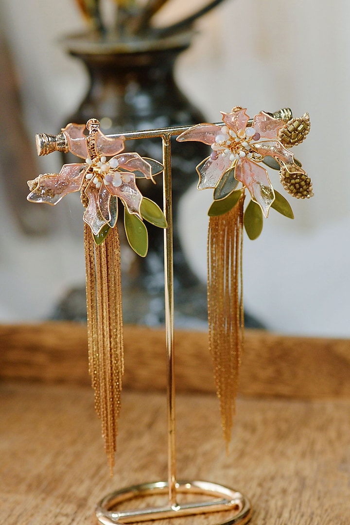 Pink & Green Floral Earrings by The Vintage Snob at Pernia's Pop Up Shop