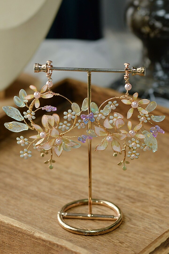 Pink & Green Floral Hoop Earrings by The Vintage Snob at Pernia's Pop Up Shop