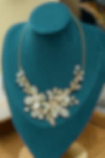 White & Gold Floral Necklace by The Vintage Snob