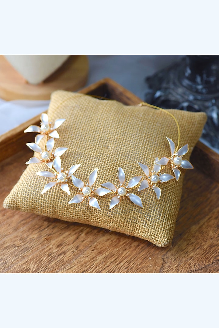 White Resin Floral Choker Necklace by The Vintage Snob