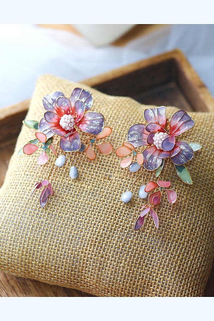Multi-Colored Resin Push-Back Floral Earrings by The Vintage Snob