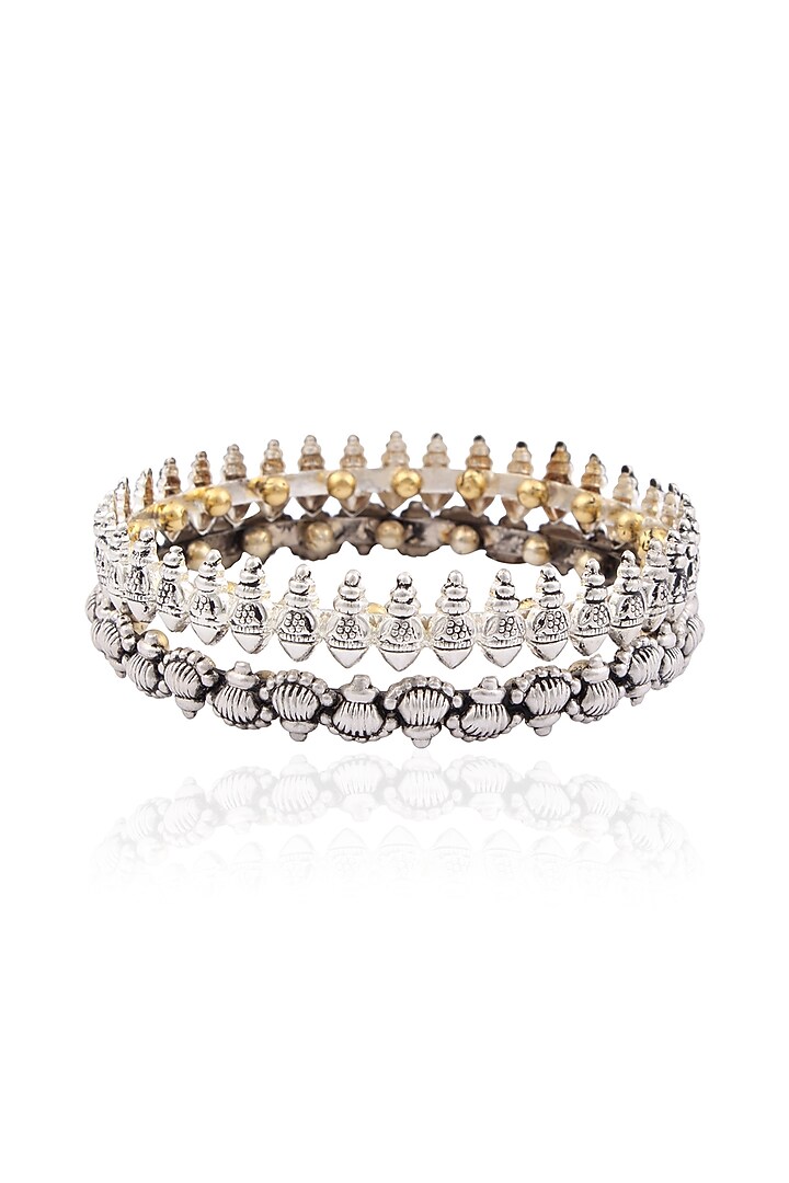 Tanvi Garg presents Antique silver finish textured bangle available only at Pernia's Pop Up Shop.