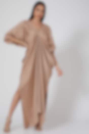 Rose Gold Embroidered Draped Kaftan by Twinkle Hanspal