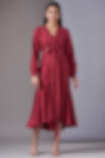 Red Silk Tie-Up Dress by Twinkle Hanspal