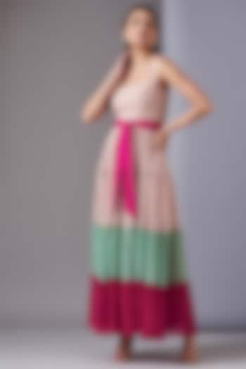 Multi-Colored Crepe Maxi Dress by Twinkle Hanspal