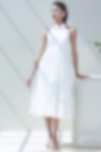 White Cotton Poplin Midi Dress by Twinkle Hanspal