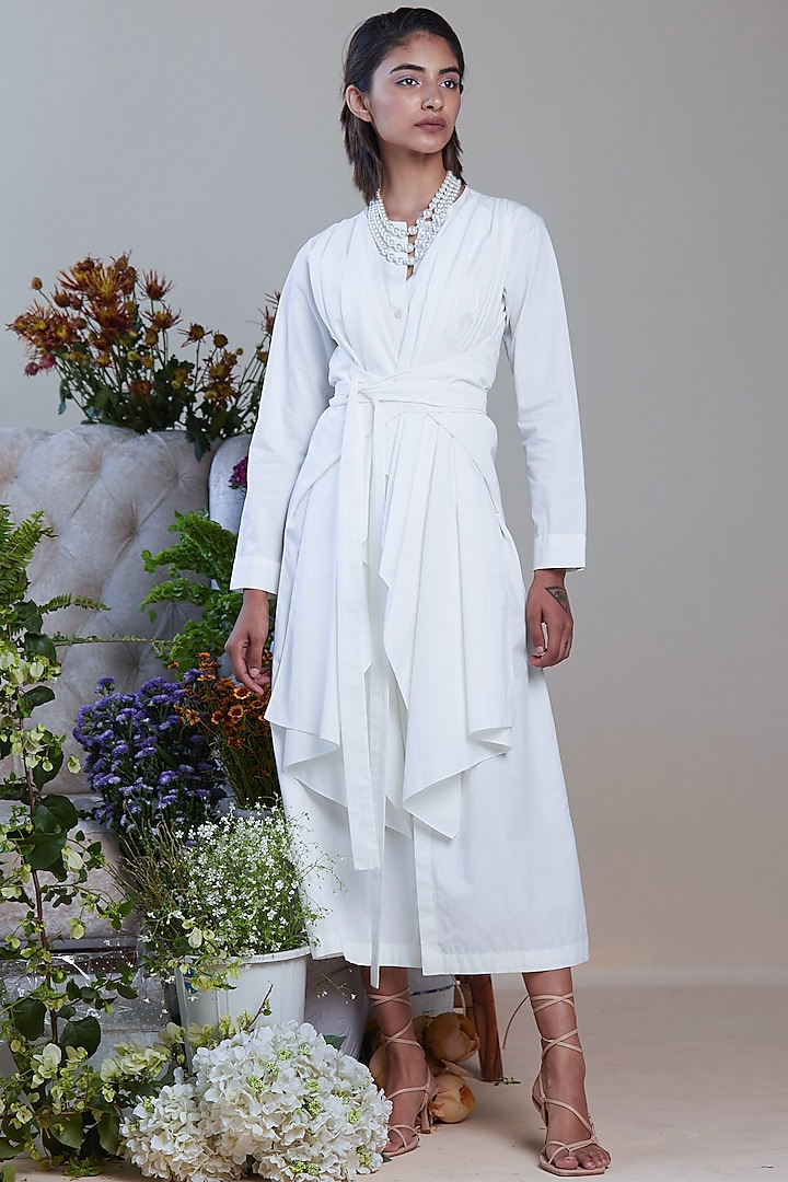 White Robe Midi Dress by Twinkle Hanspal