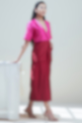 Red & Fuchsia Paneled Blazer Dress by Twinkle Hanspal at Pernia's Pop Up Shop
