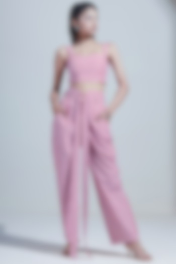 Pink Cotton Gingham Pant Set by Twinkle Hanspal at Pernia's Pop Up Shop