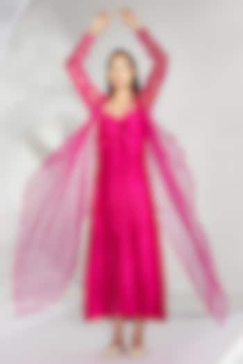 Fuschia Pink Silk Dupion Jacket Dress by Twinkle Hanspal