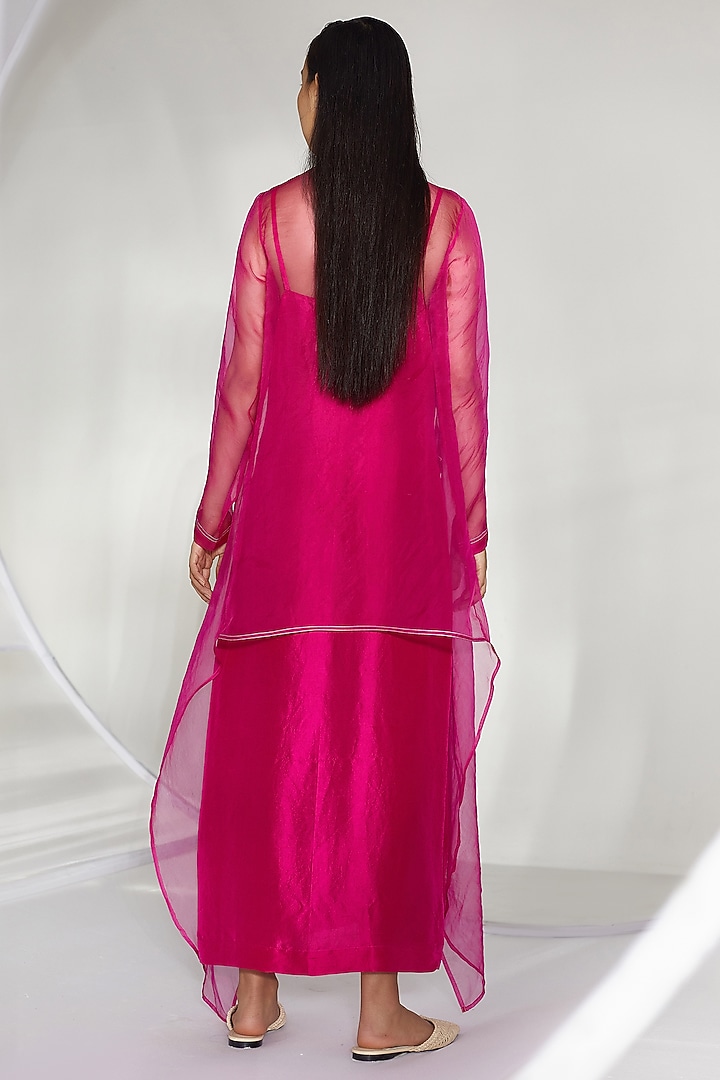 Fuschia Pink Silk Dupion Jacket Vacation Dress by Twinkle Hanspal at Pernia's Pop Up Shop