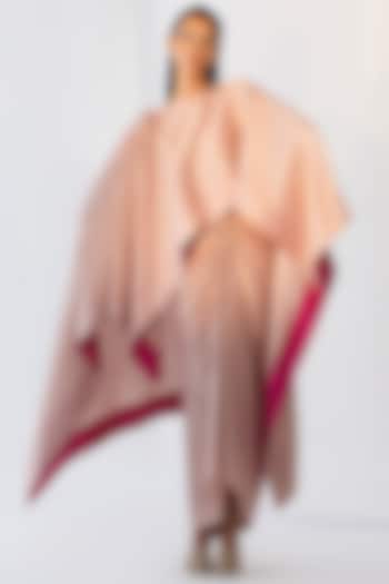Nude Pure Silk Cape Set by Twinkle Hanspal