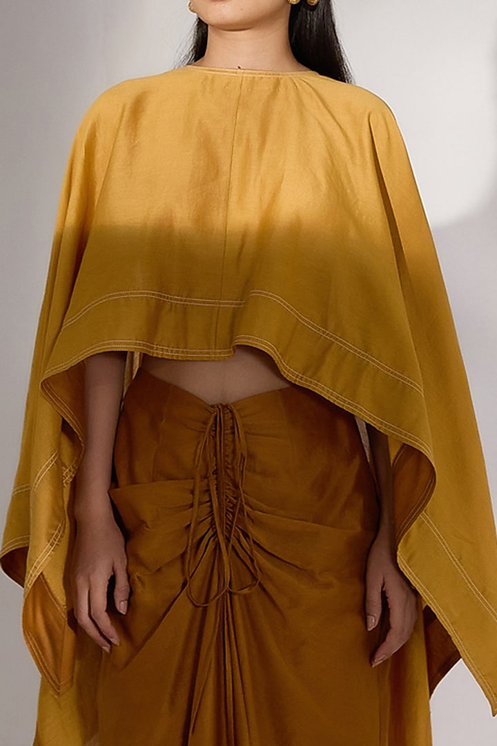 Mustard Pure Silk Cape Set by Twinkle Hanspal at Pernia's Pop Up Shop
