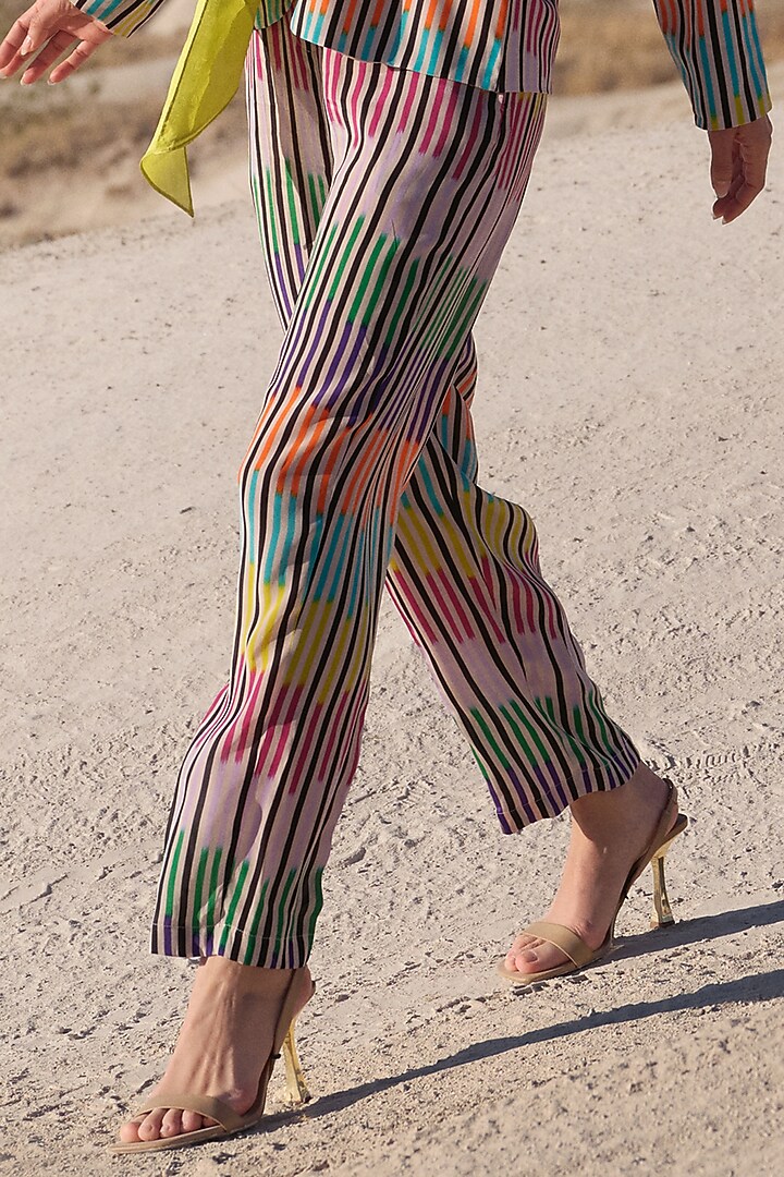 Multi-Colored Crepe Printed Blazer Set by Twinkle Hanspal at Pernia's Pop Up Shop