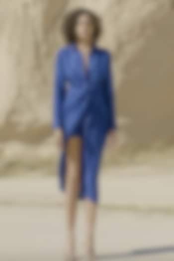 Indigo Pure Silk Vacation Shirt Dress by Twinkle Hanspal at Pernia's Pop Up Shop