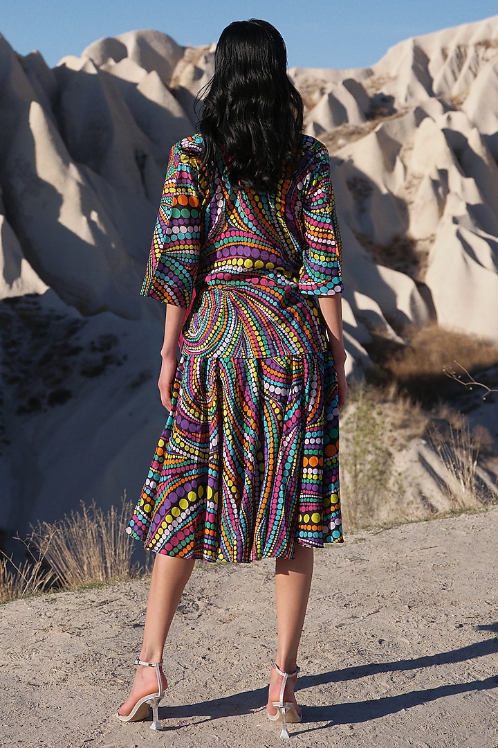 Multi-Colored Handloom Chanderi Printed Skirt Set by Twinkle Hanspal at Pernia's Pop Up Shop