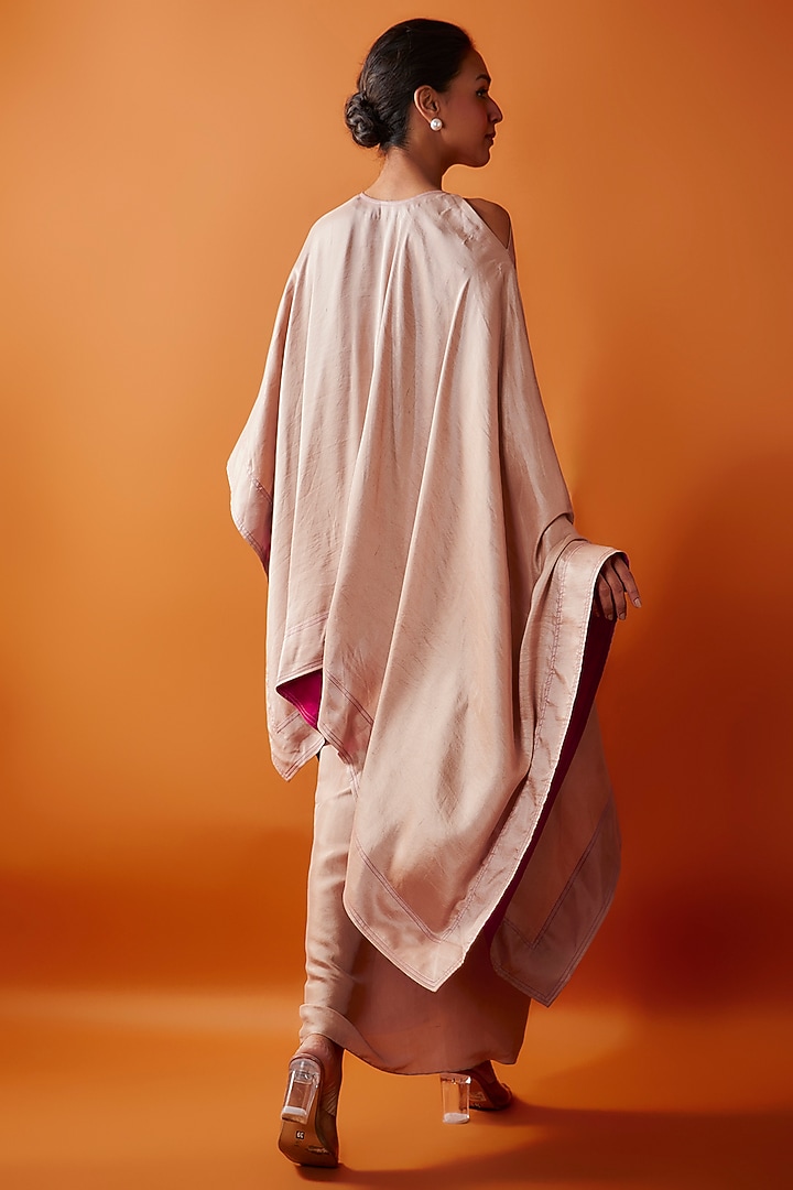 Nude Pure Silk Dupion Draped Skirt Set by Twinkle Hanspal at Pernia's Pop Up Shop