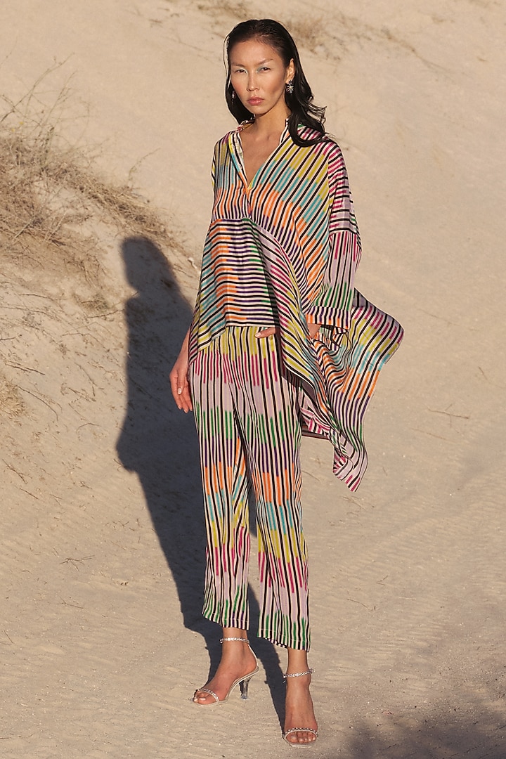 Multi-Colored Crepe Printed Co-Ord Set by Twinkle Hanspal