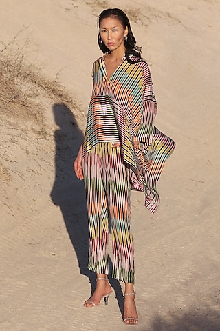 Multi-Colored Crepe Printed Co-Ord Set by Twinkle Hanspal
