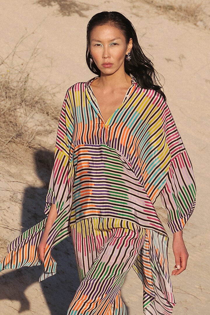 Multi-Colored Crepe Printed Co-Ord Set by Twinkle Hanspal at Pernia's Pop Up Shop