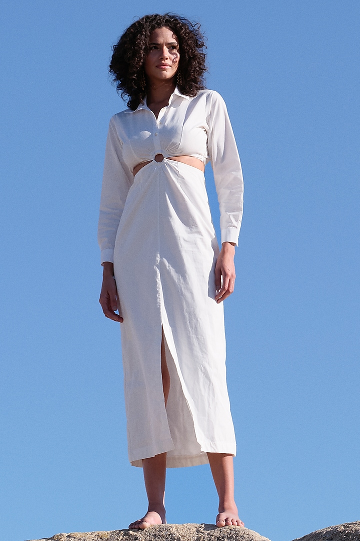 White Cotton Shirt Dress by Twinkle Hanspal