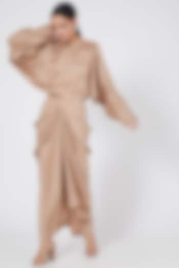 Beige Satin Slub Skirt Set by Twinkle Hanspal at Pernia's Pop Up Shop