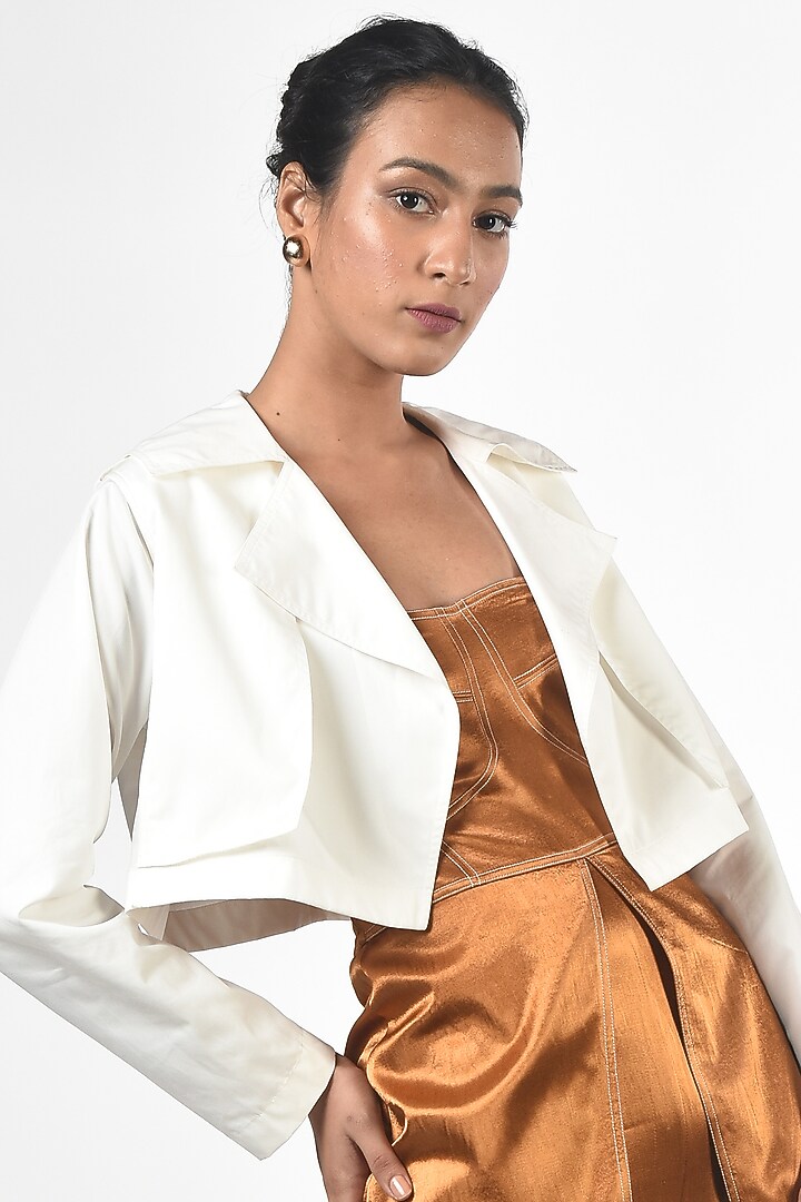 Brown Jumpsuit With White Trench Coat by Twinkle Hanspal at Pernia's Pop Up Shop