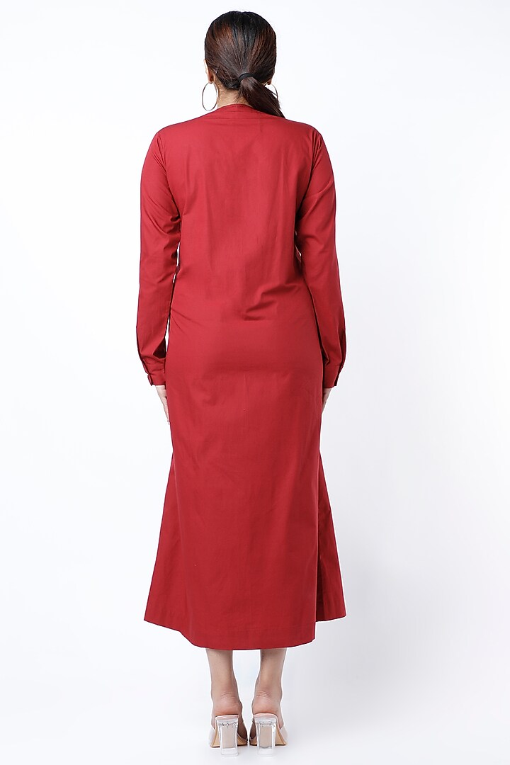 Cadmium Red Cotton Poplin Midi Summer Dress by Twinkle Hanspal at Pernia's Pop Up Shop
