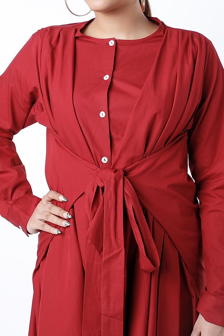 Cadmium Red Cotton Poplin Midi Summer Dress by Twinkle Hanspal at Pernia's Pop Up Shop
