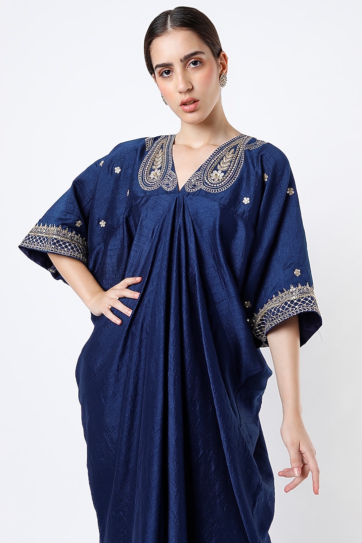 Powder Blue Hand Embroidered Kaftan