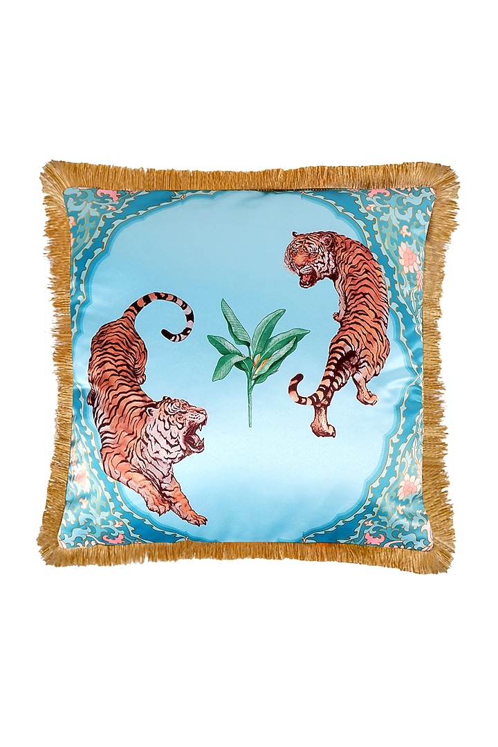 Multi-Colored Satin Tropical Printed Cushion Cover by The White Ink Decor at Pernia's Pop Up Shop