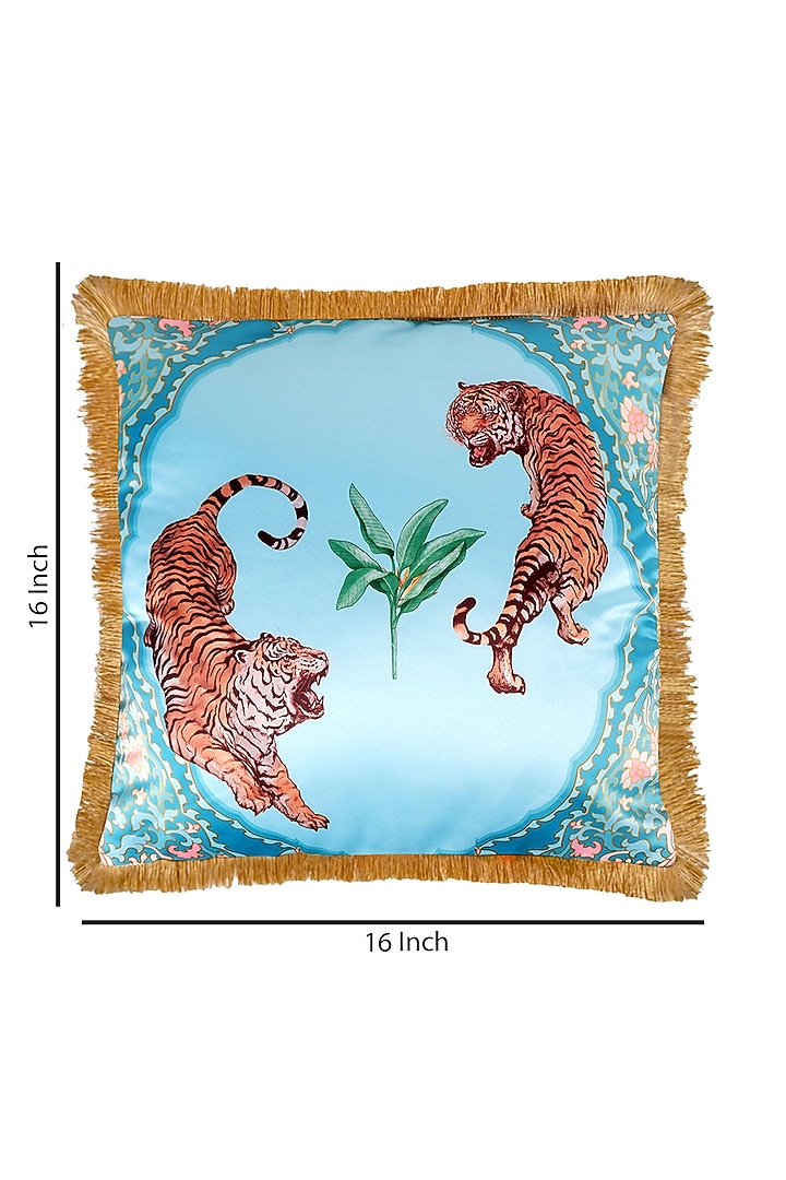 Multi-Colored Satin Tropical Printed Cushion Cover by The White Ink Decor at Pernia's Pop Up Shop