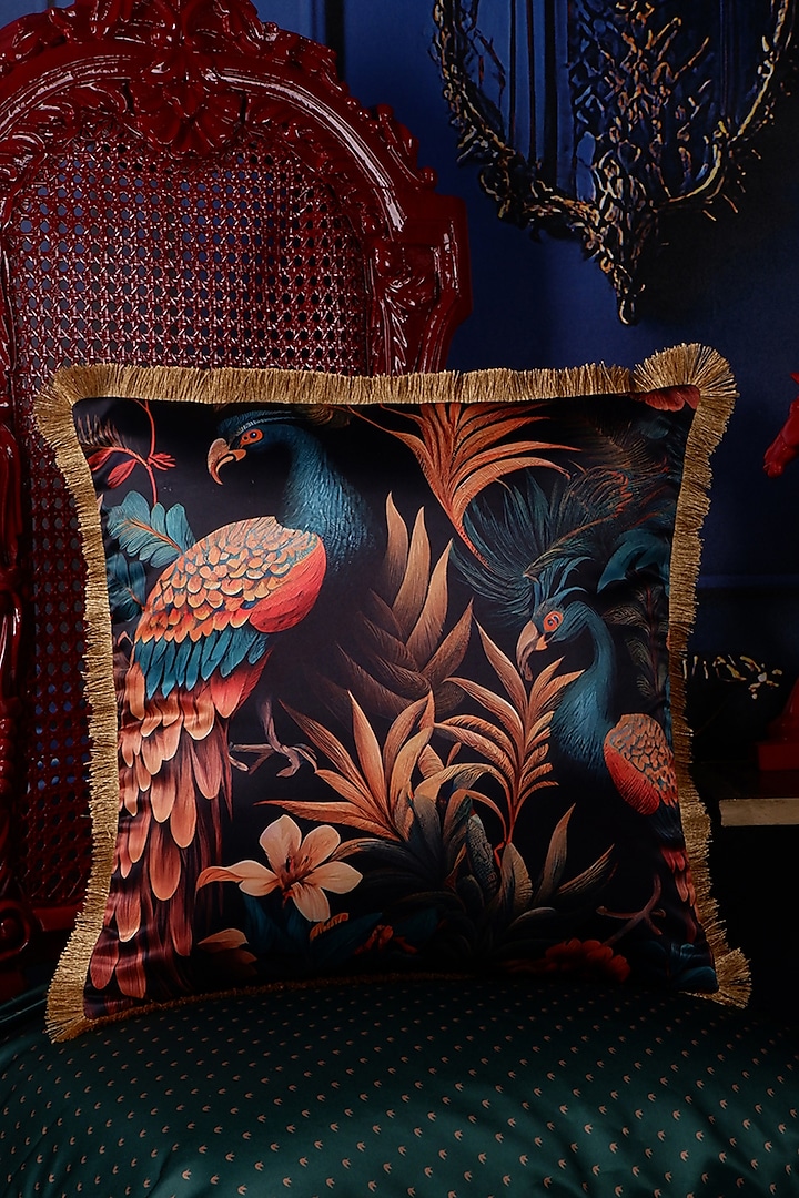 Multi-Colored Satin Tropical Printed Cushion Cover by The White Ink Decor at Pernia's Pop Up Shop