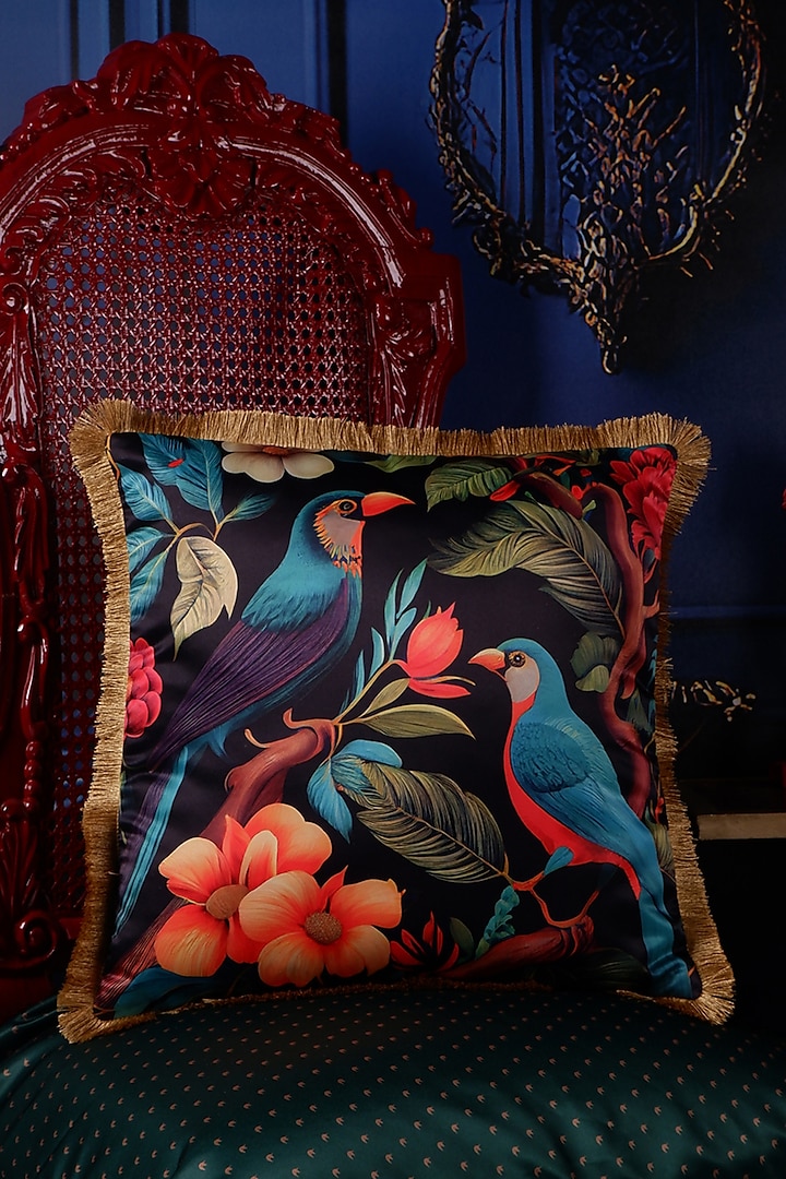 Multi-Colored Satin Tropical Printed Cushion Cover by The White Ink Decor at Pernia's Pop Up Shop