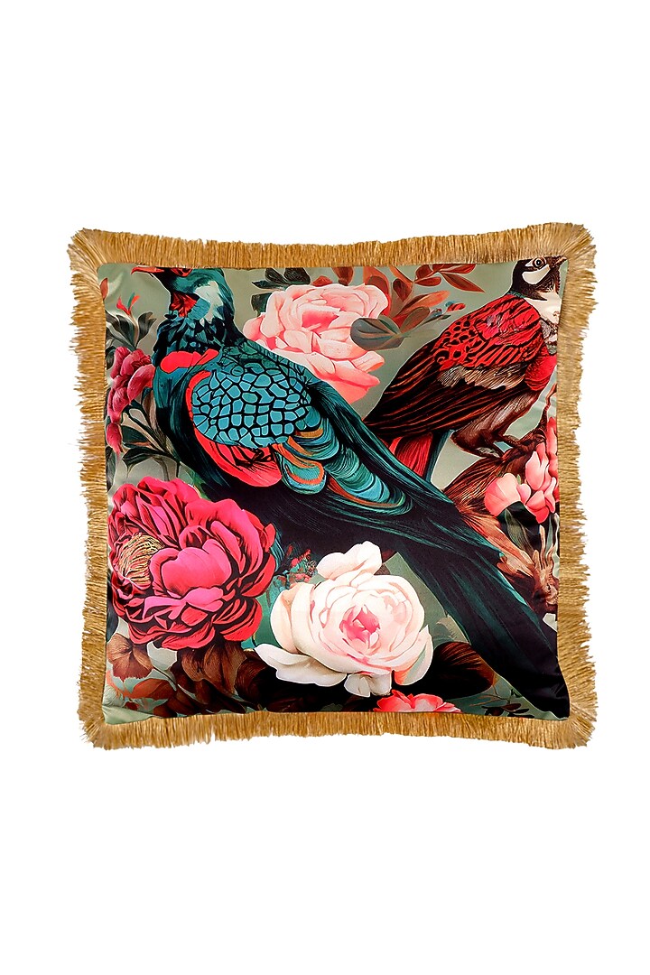 Multi-Colored Satin Tropical Printed Cushion Cover by The White Ink Decor at Pernia's Pop Up Shop