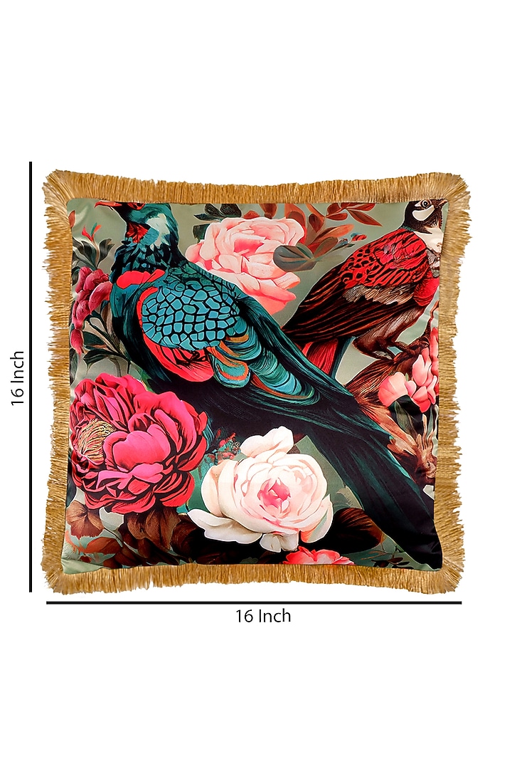 Multi-Colored Satin Tropical Printed Cushion Cover by The White Ink Decor at Pernia's Pop Up Shop