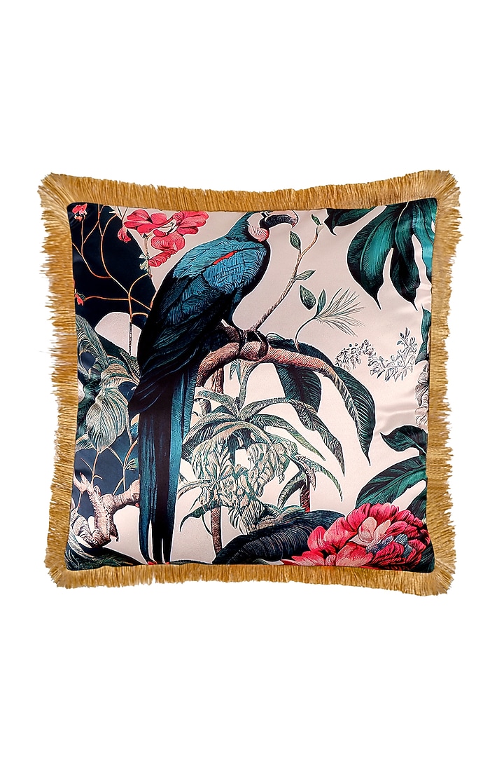Multi-Colored Satin Tropical Printed Cushion Cover by The White Ink Decor at Pernia's Pop Up Shop