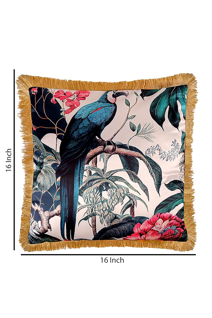 Multi-Colored Satin Tropical Printed Cushion Cover by The White Ink Decor at Pernia's Pop Up Shop