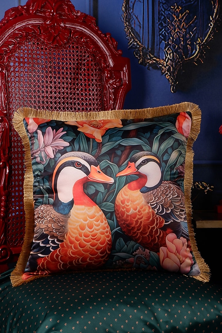 Multi-Colored Satin Tropical Printed Cushion Cover by The White Ink Decor at Pernia's Pop Up Shop