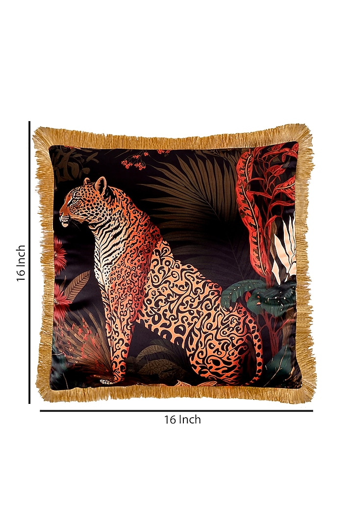 Multi-Colored Satin Tiger Printed Cushion Cover by The White Ink Decor at Pernia's Pop Up Shop