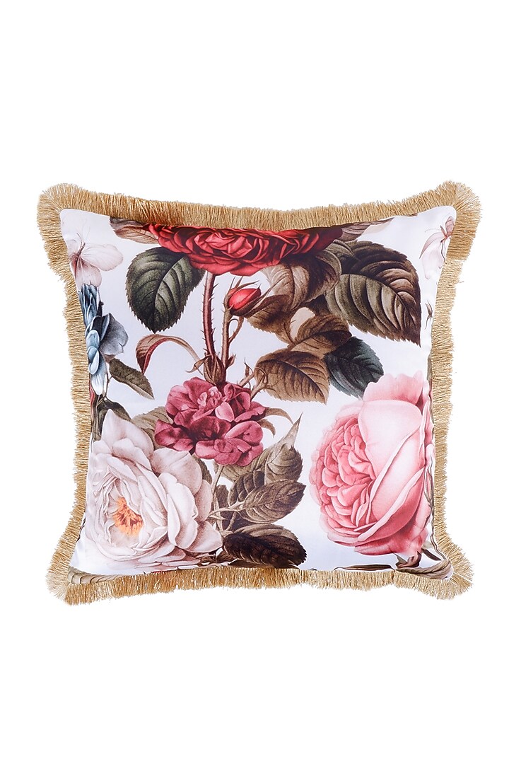 Multi-Colored Satin Floral Printed Cushion Cover by The White Ink Decor at Pernia's Pop Up Shop
