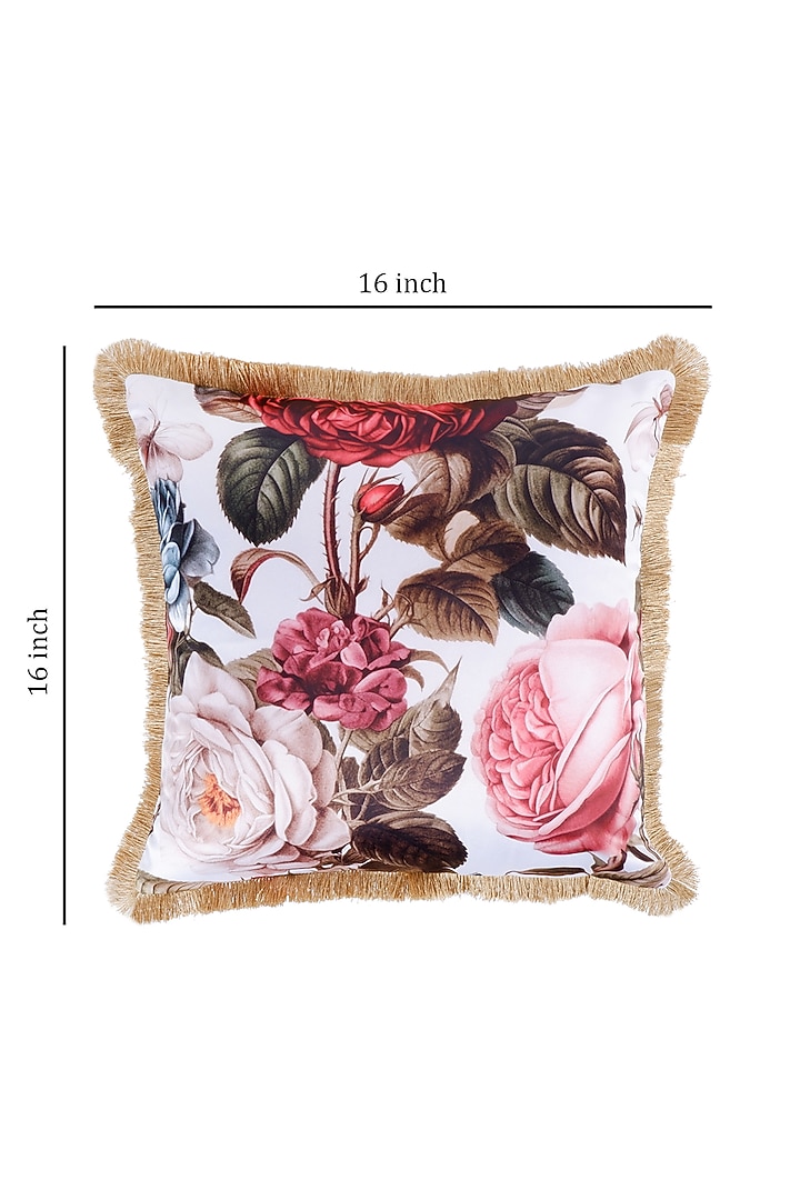 Multi-Colored Satin Floral Printed Cushion Cover by The White Ink Decor at Pernia's Pop Up Shop
