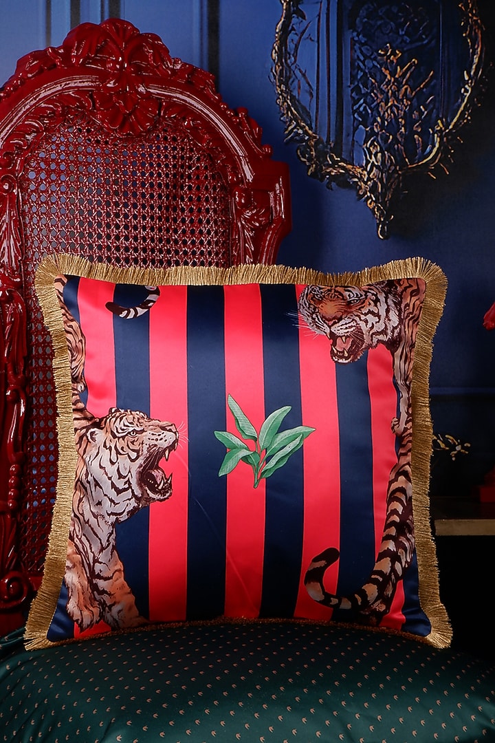 Multi-Colored Satin Tropical Printed Cushion Covers (Set of 5) by The White Ink Decor at Pernia's Pop Up Shop