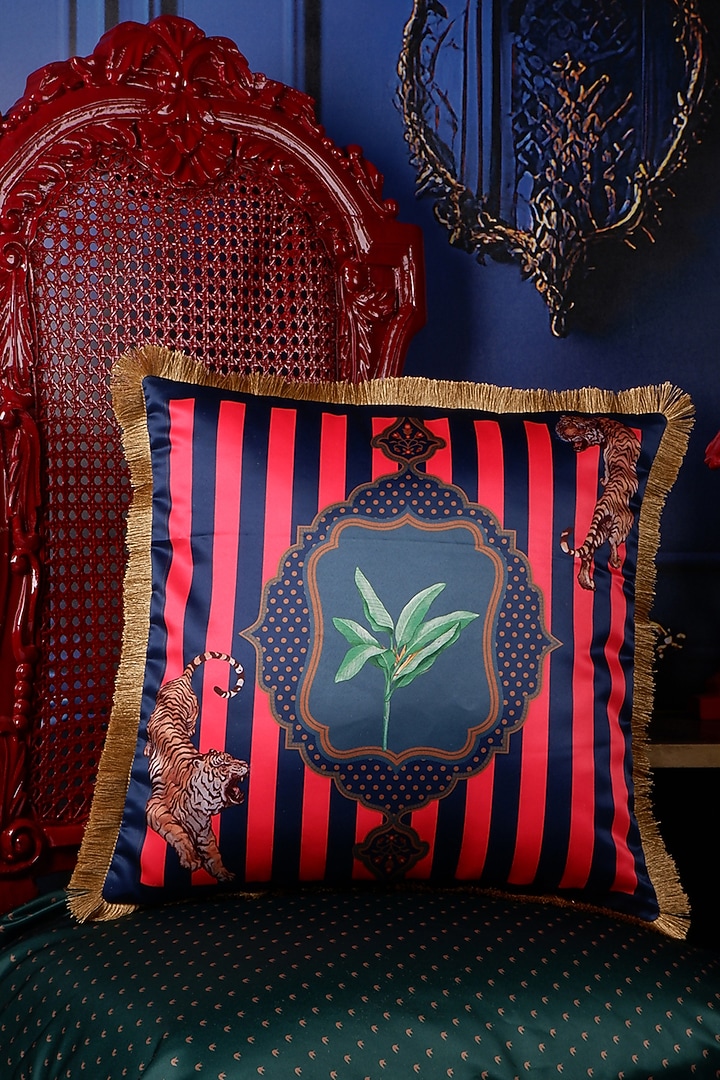 Multi-Colored Satin Tropical Printed Cushion Covers (Set of 5) by The White Ink Decor at Pernia's Pop Up Shop