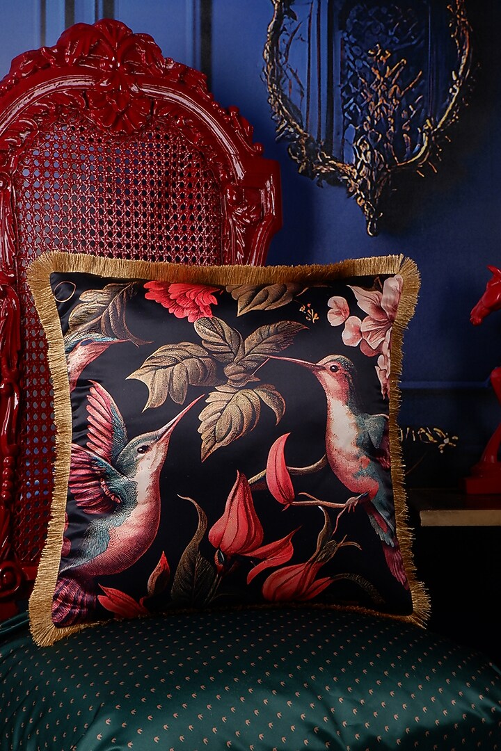 Multi-Colored Satin Tropical Printed Cushion Covers (Set of 5) by The White Ink Decor at Pernia's Pop Up Shop