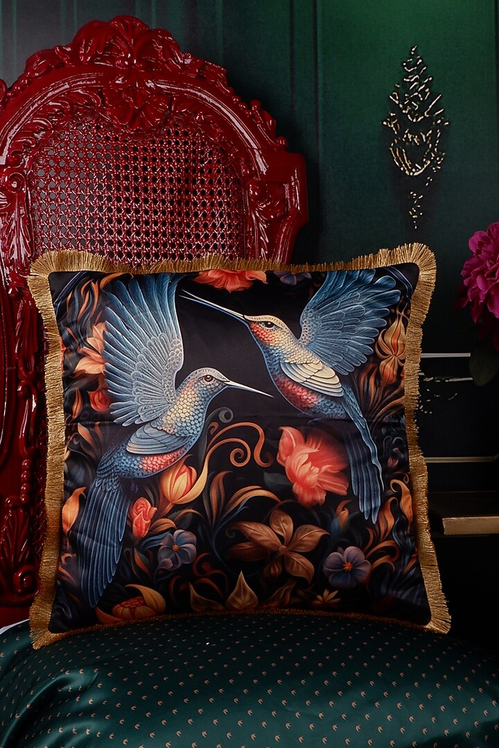Multi-Colored Satin Tropical Printed Cushion Covers (Set of 5) by The White Ink Decor at Pernia's Pop Up Shop