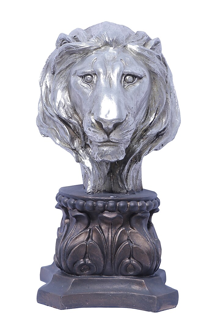 Silver Polyresin Sterling Majesty Lion Showpiece by The White Ink Decor at Pernia's Pop Up Shop