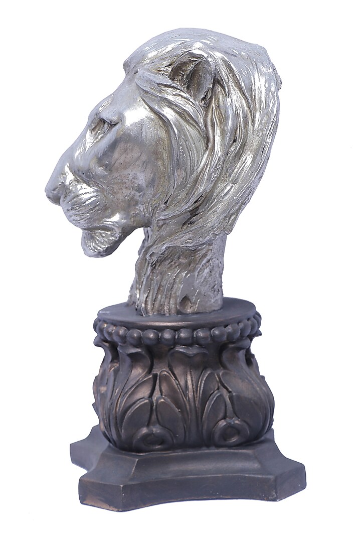 Silver Polyresin Sterling Majesty Lion Showpiece by The White Ink Decor at Pernia's Pop Up Shop
