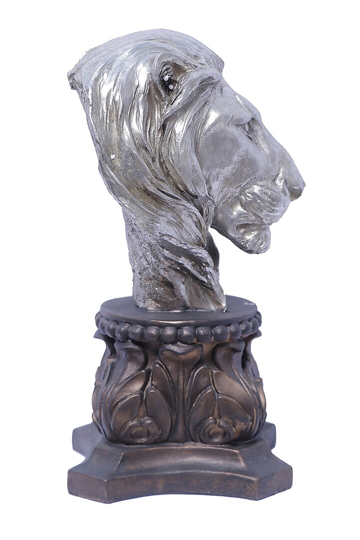 Silver Polyresin Sterling Majesty Lion Showpiece by The White Ink Decor at Pernia's Pop Up Shop