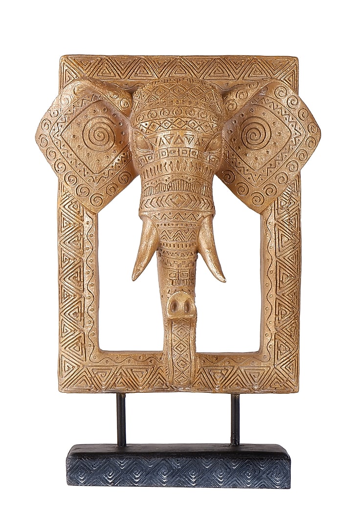Gold Polyresin Antique Elephant Showpiece by The White Ink Decor at Pernia's Pop Up Shop